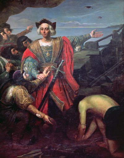 Arrival of Cristobal Colon in America by Spanish School